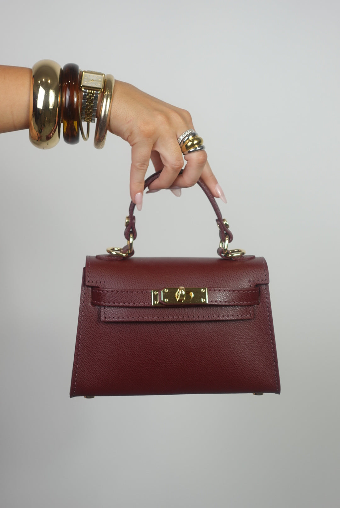 Sac inspiration en cuir - bordeaux