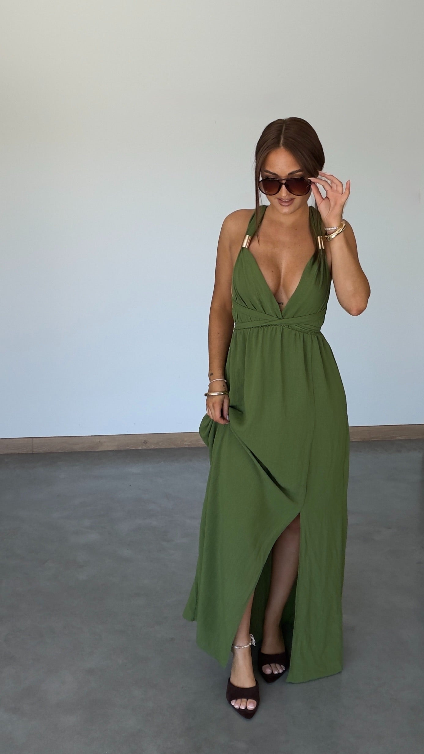 Robe bijoux modulable - vert olive