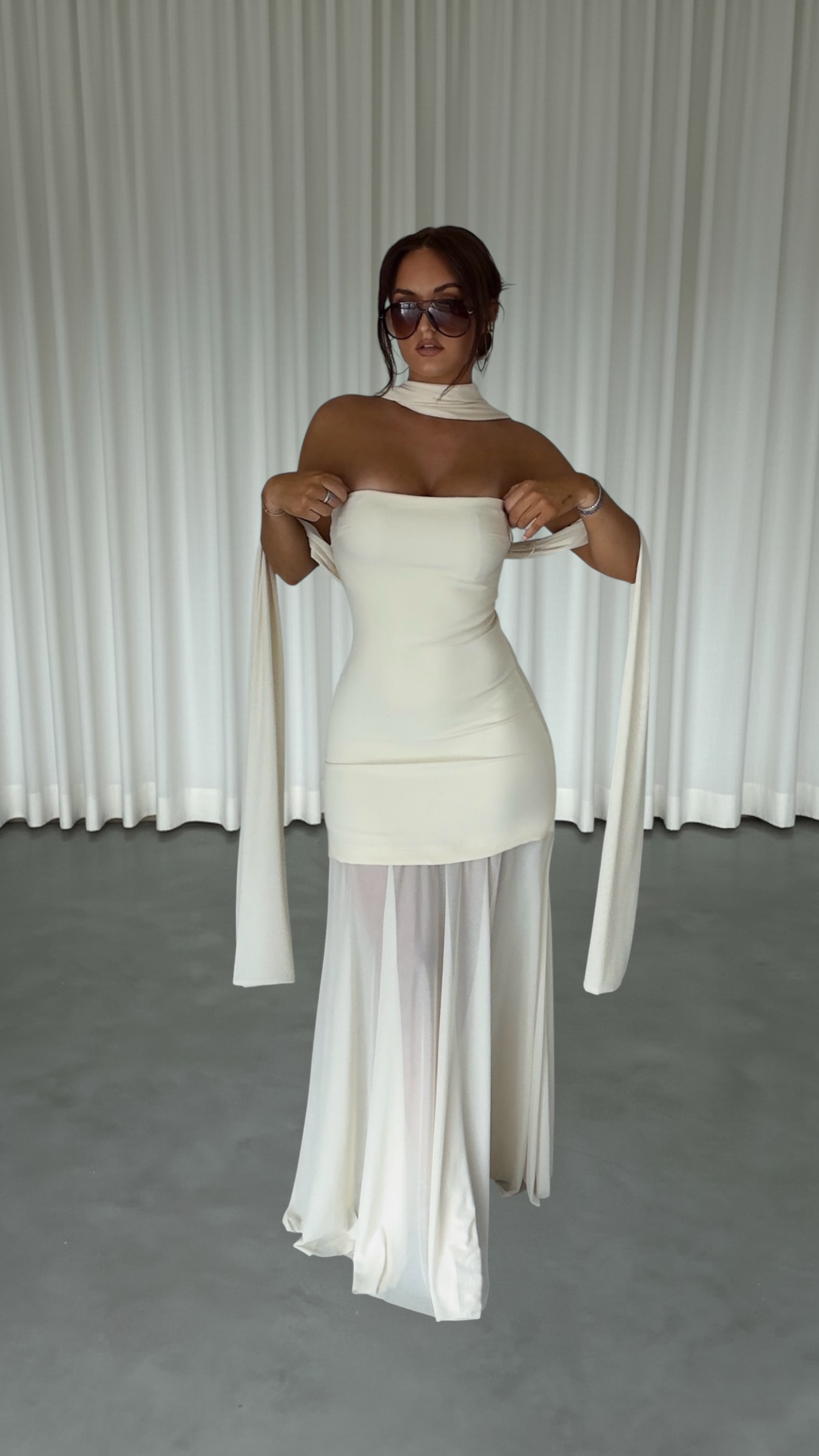 Robe bustier tule - crème