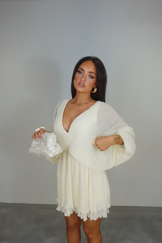 Robe courte plissée - jaune