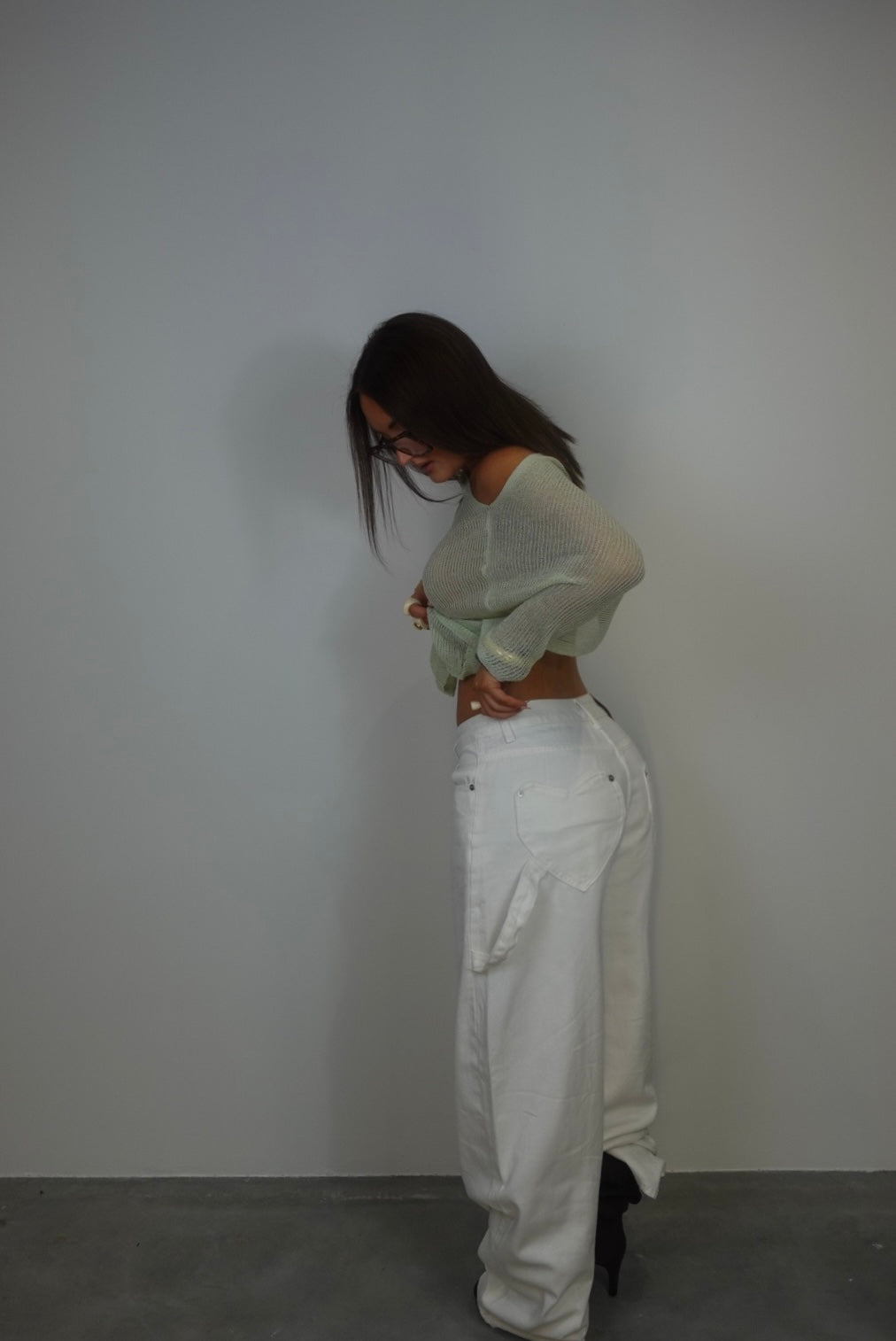 Jean loose cœur - blanc